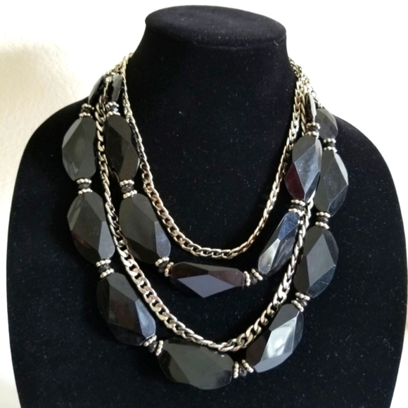 4 Strands Beads & Silver-toned Herringbone Chain - Picture 1 of 5